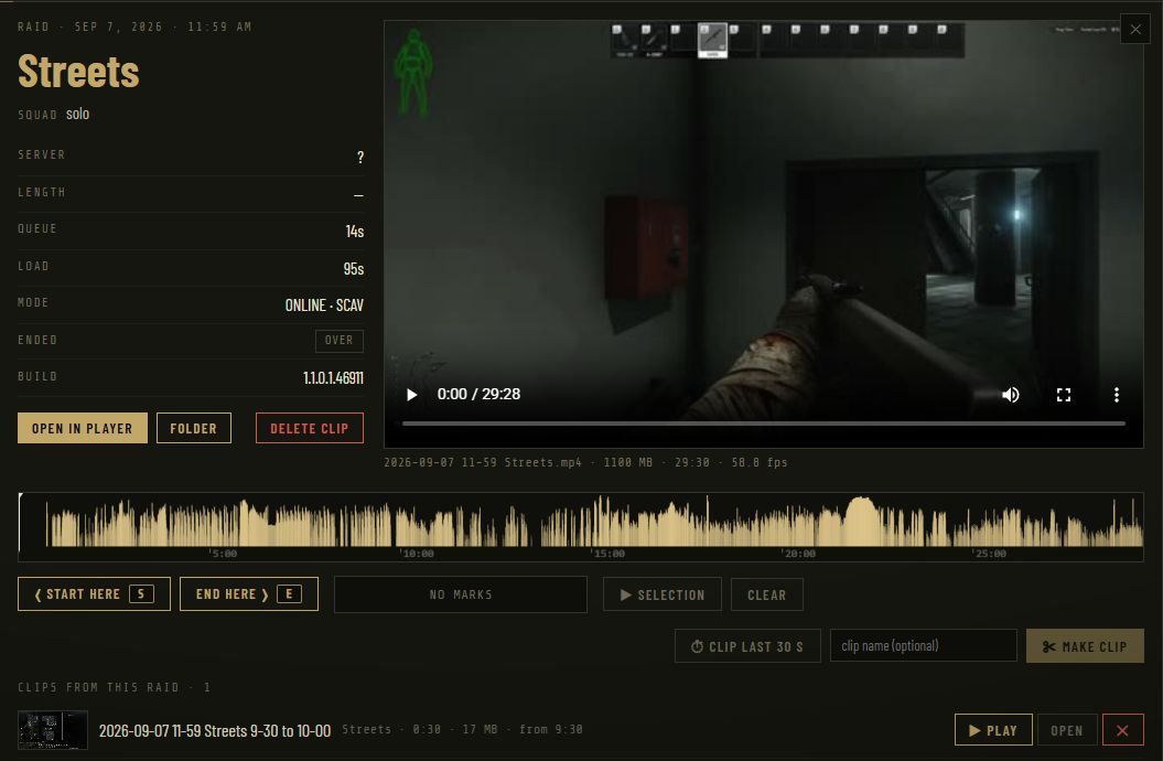 A raid's recording with the clip editor under it